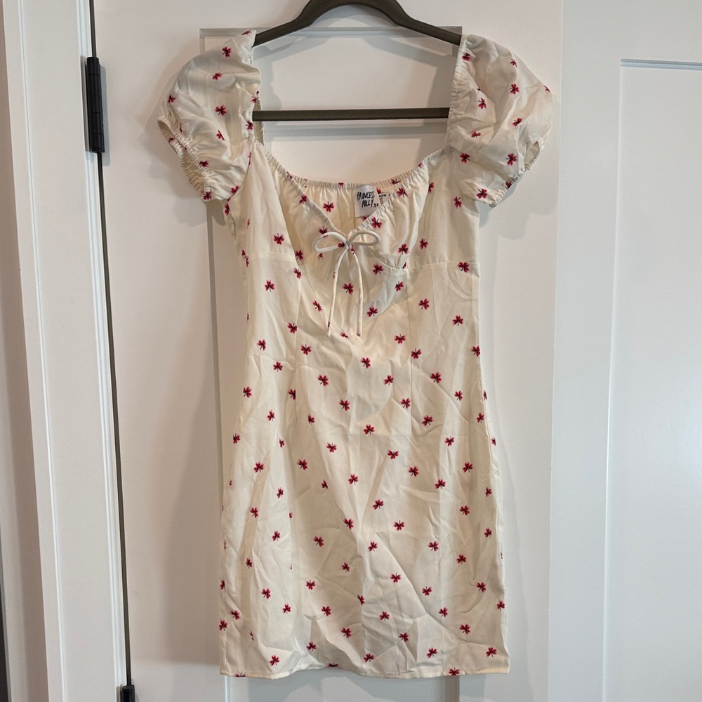 Princess Polly Cream Dress with Red Floral Accents